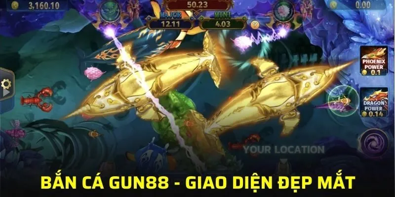 Giao diện bắn cá tại GUN88 luôn bắt mắt và hấp dẫn